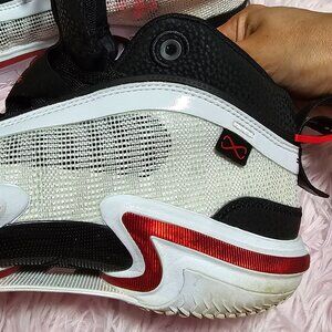 Jordan white and red metallic shoes